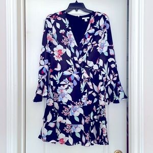 Bar III Black Floral Ruffle Dress